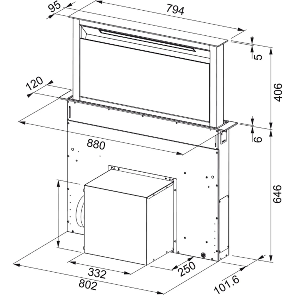Franke FDW 908 IB XS Siyah Cam-Inox 90 Cm Tezgahaltı Davlumbaz 3
