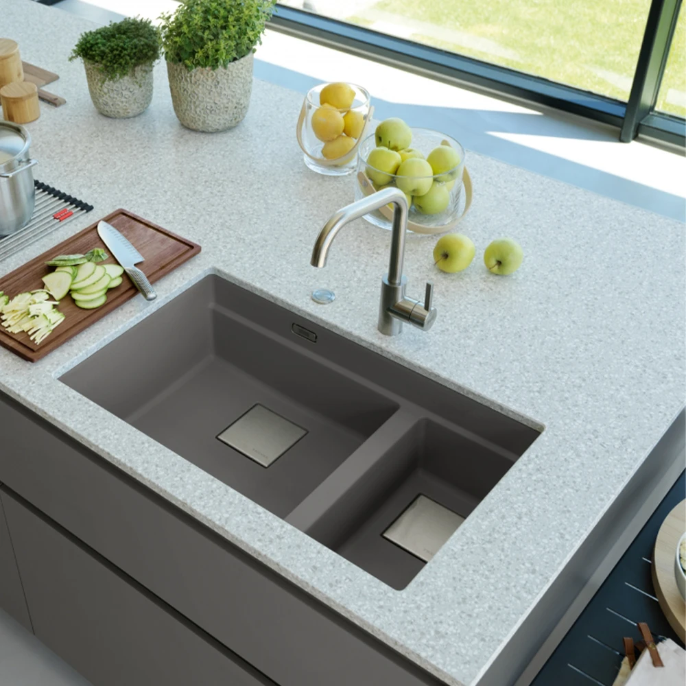 Franke Kubus 2 KNG 160-46-21 Stone Grey Granit Eviye 3