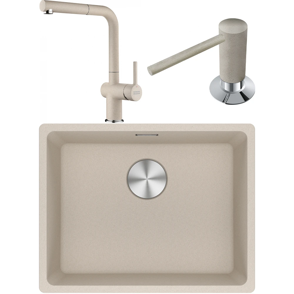 Franke Maris MRG 110-52 Granit Evye + Active Plus Doccia 2.0 Armatür + Sıvı Sabunluk (Sahara)