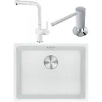 Franke Maris MRG 110-52 Granit Evye + Active Plus Doccia 2.0 Armatür + Sıvı Sabunluk (Bianco)