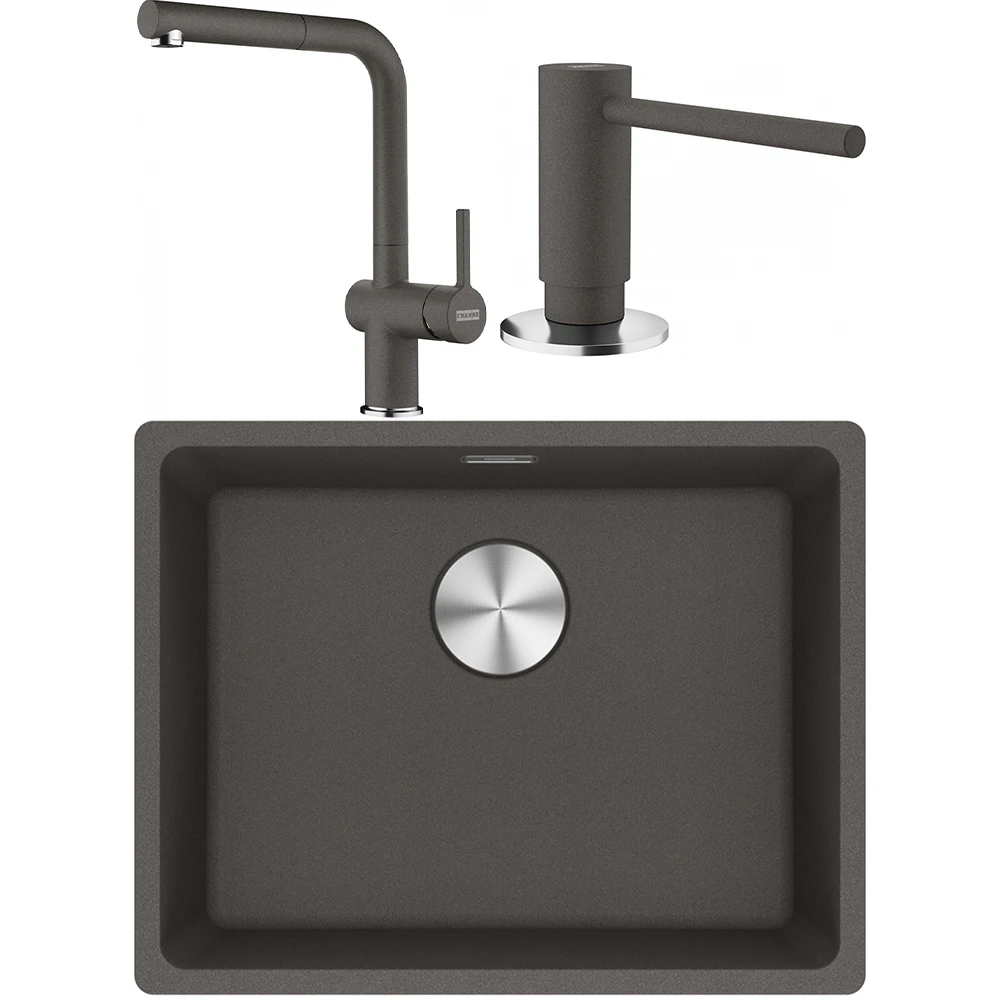 Franke Maris MRG 110-52 Granit Evye + Active Plus Doccia 2.0 Armatür + Sıvı Sabunluk (Slate Grey)