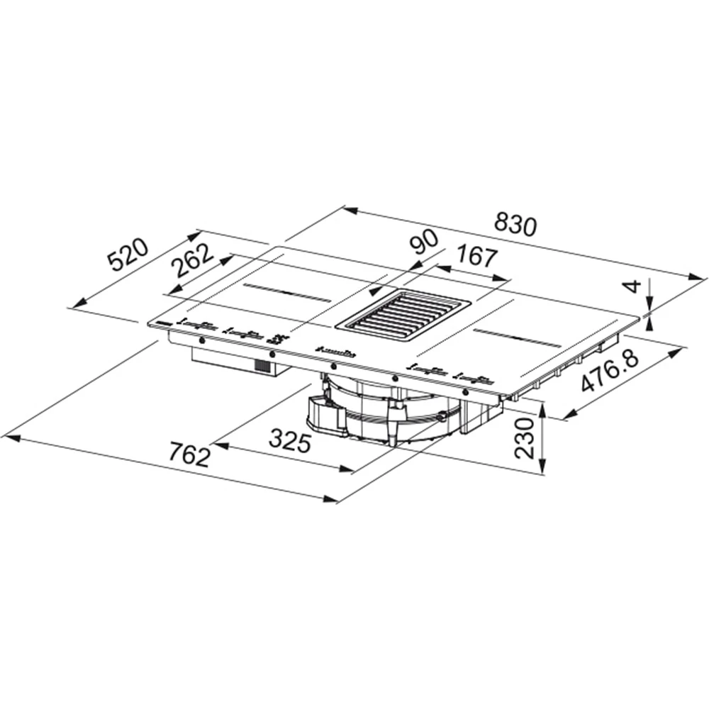 Franke Mythos FMY 839 HI Siyah Cam Davlumbaz Entegreli Ocak 4