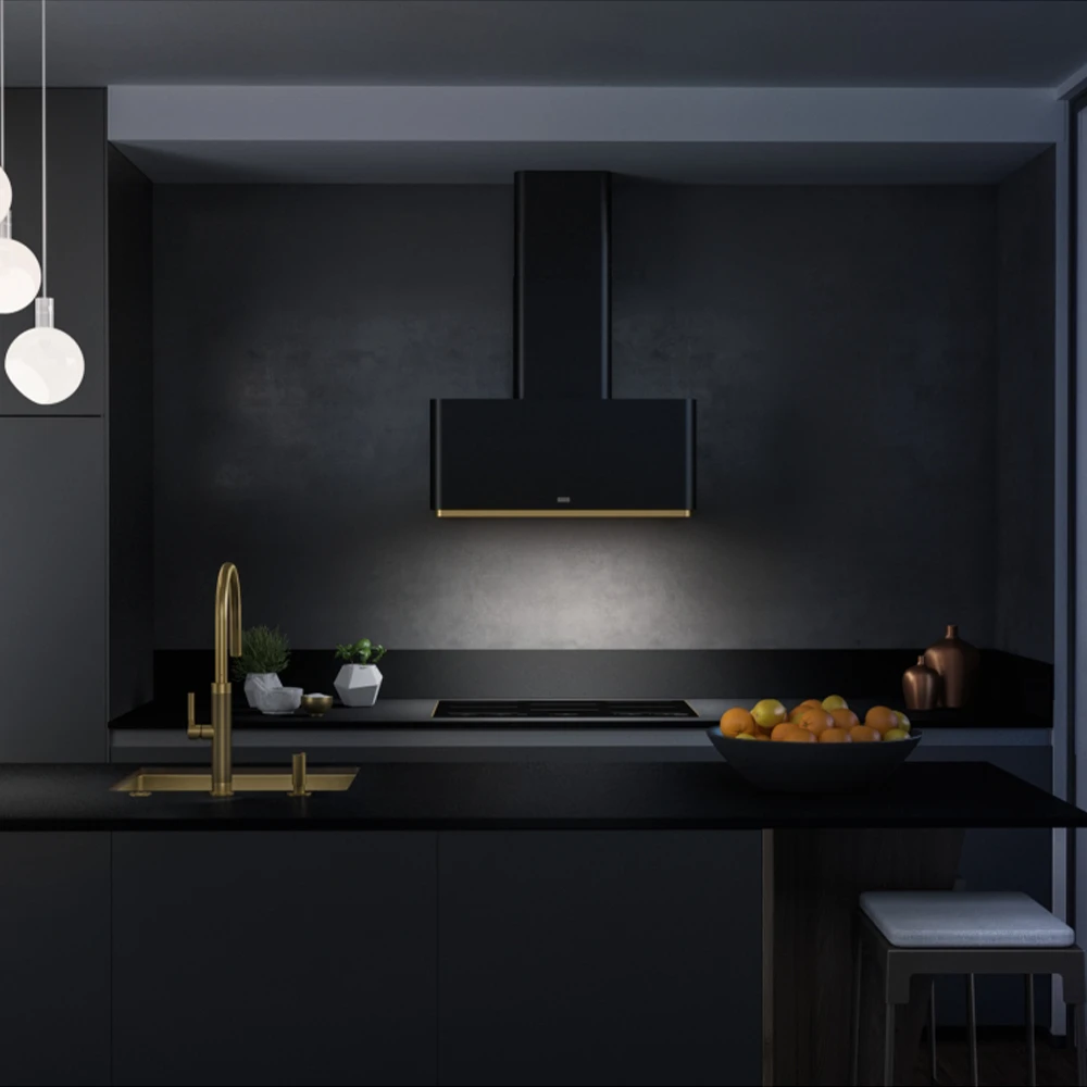 Franke Mythos Masterpiece FMYW BK M/GD 80 KL Mat Siyah-Altın Davlumbaz 3
