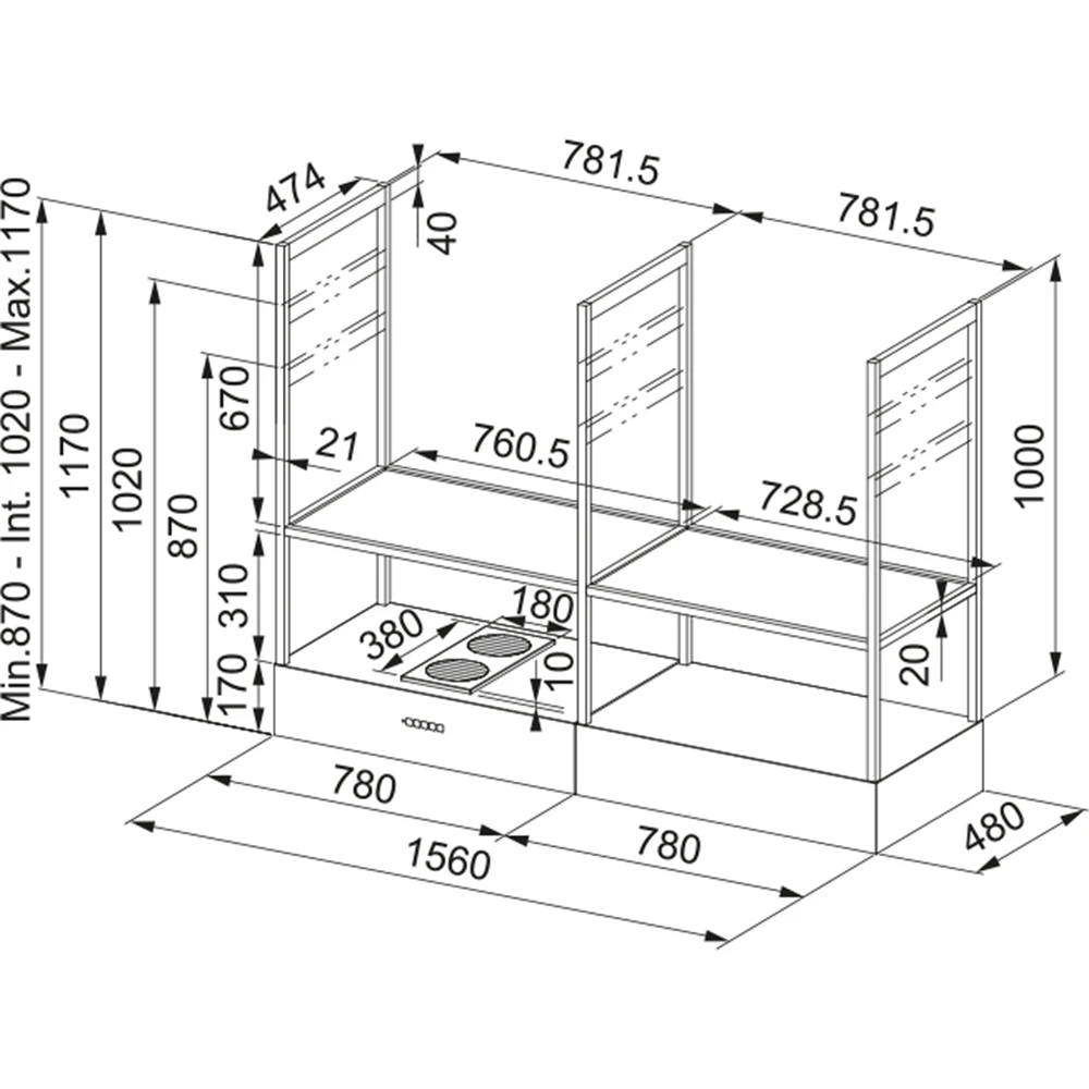 Franke Mythos T-Shelf Evolution FMY F160 Mat Siyah Ada Davlumbaz 4