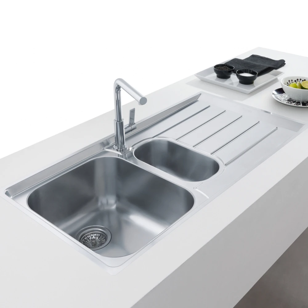 Franke Neptun NEX 251-100 1.5 Gözlü Sağ Damlalıklı Çelik Evye 2