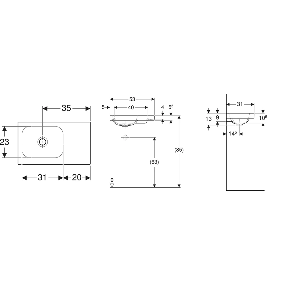 Geberit iCon 53x31 cm Etajerli Lavabo 2