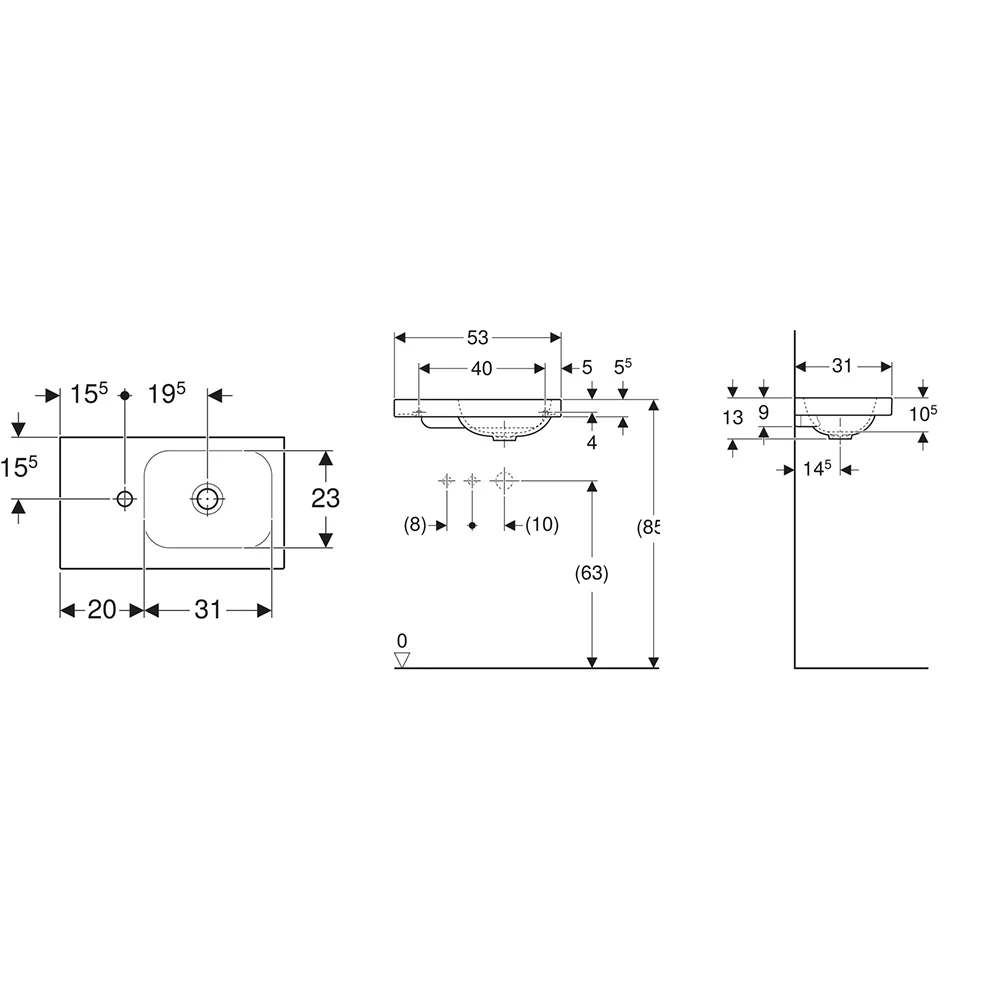 Geberit iCon 53x31 Cm Mat Beyaz Etajerli Lavabo - 501.833.JT.1 2