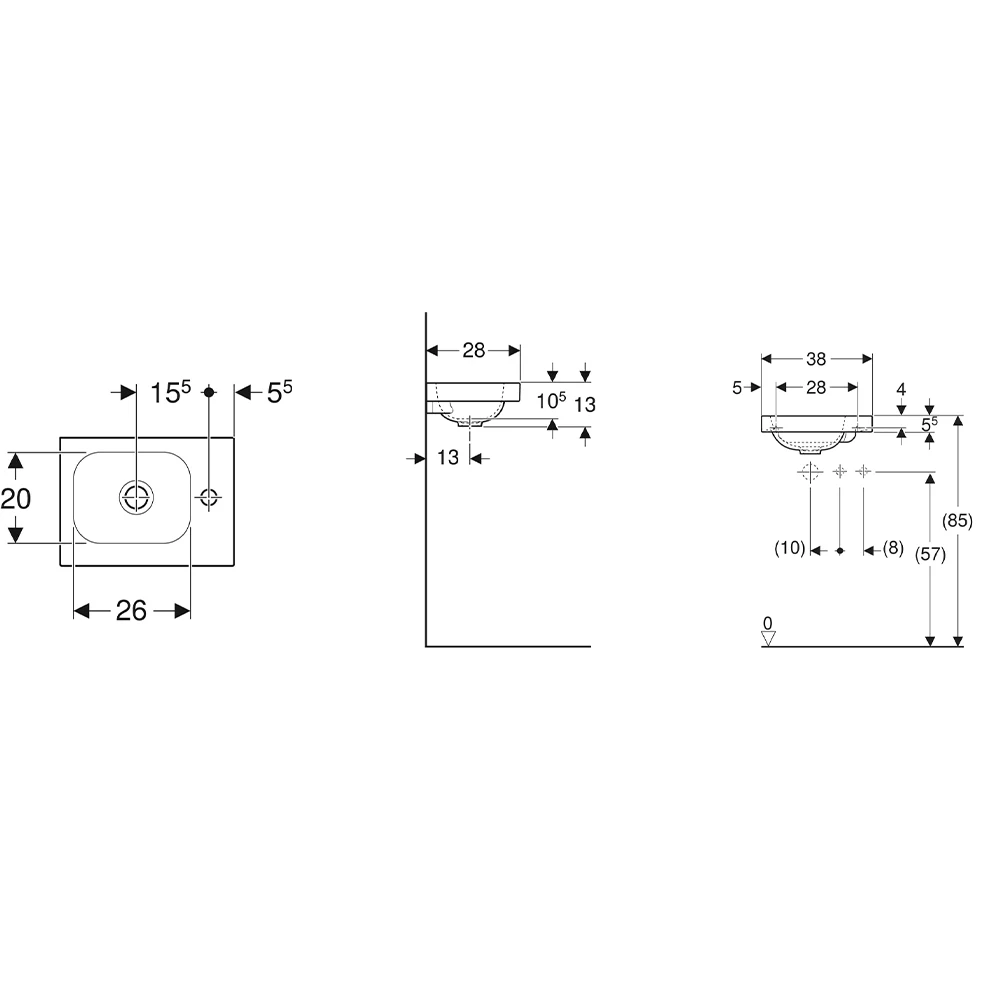 Geberit iCon Light 38x28 cm Mat Beyaz Lavabo 2