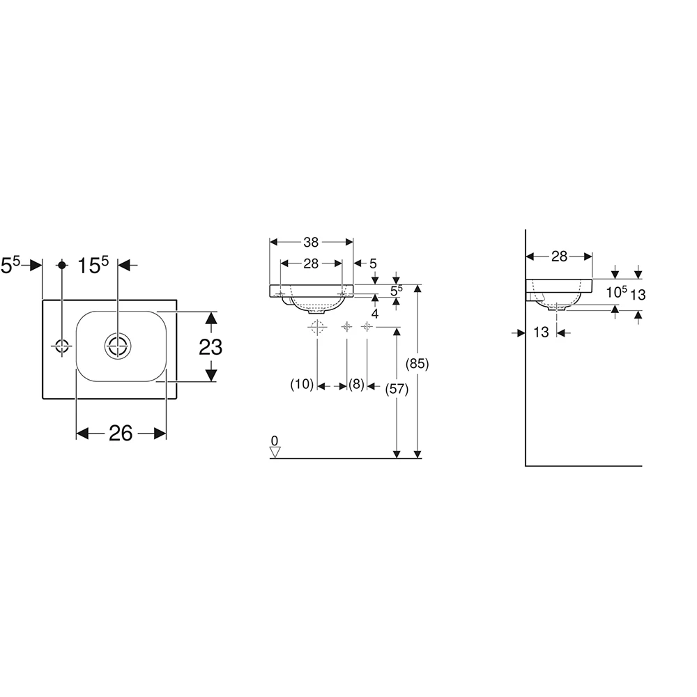 Geberit iCon Light 38x28 Cm Mat Beyaz Lavabo - 501.831.JT.1 2