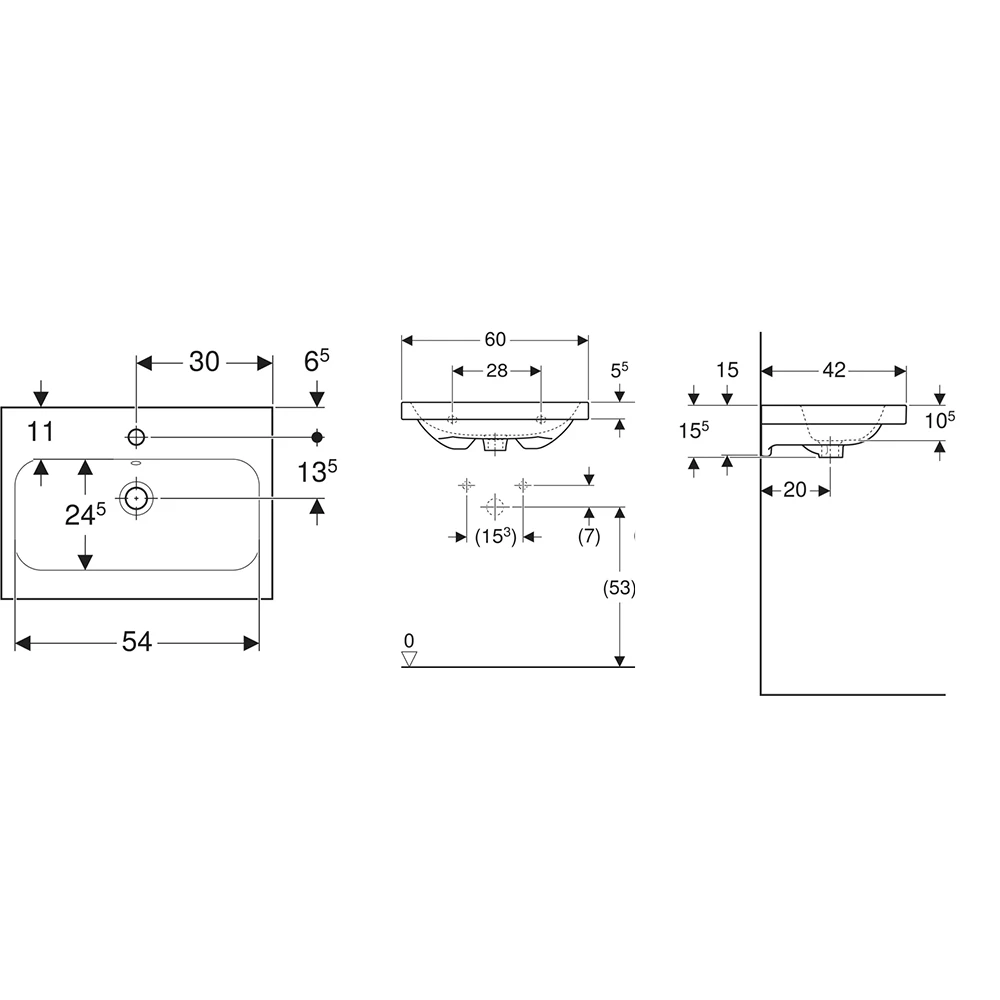 Geberit iCon Light 60x42 cm Çıkıntılı Lavabo 2