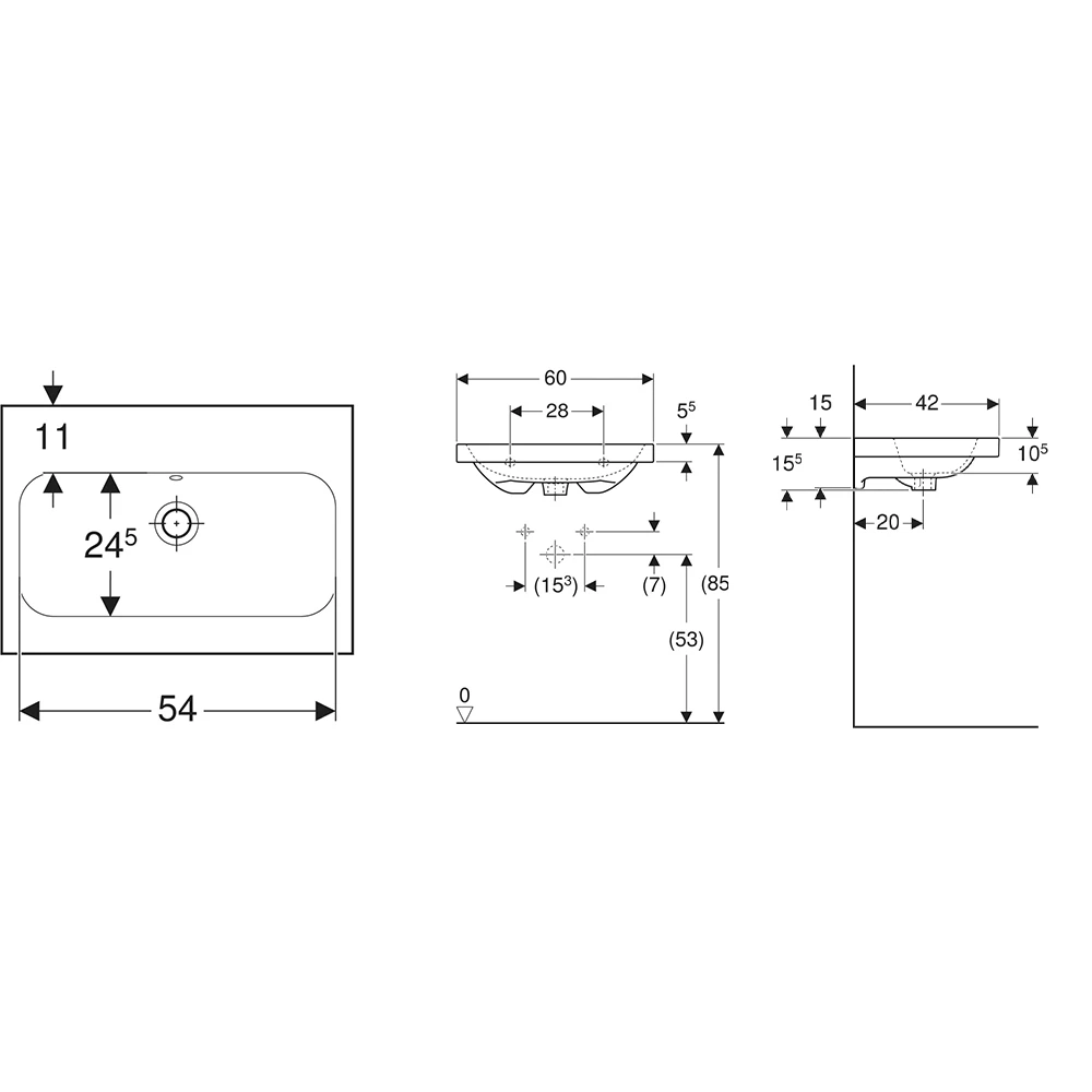 Geberit iCon Light 60x42 Cm Çıkıntılı Lavabo - 501.841.00.3 2