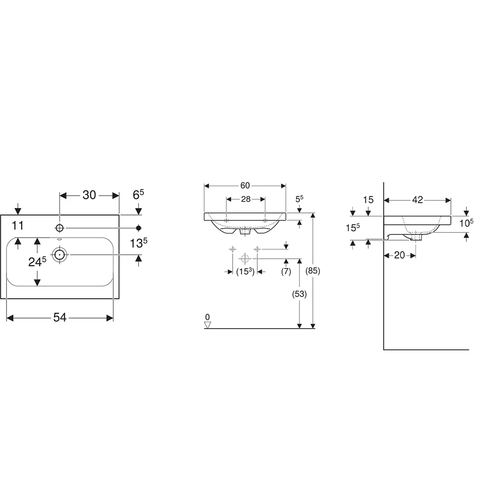 Geberit iCon Light 60x42 Cm Çıkıntılı Lavabo - 501.841.00.5 2