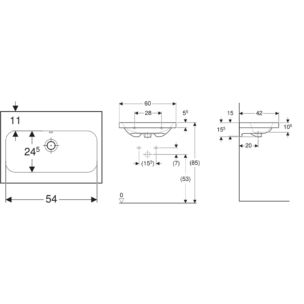 Geberit iCon Light 60x42 Cm Çıkıntılı Lavabo - 501.841.00.7 2