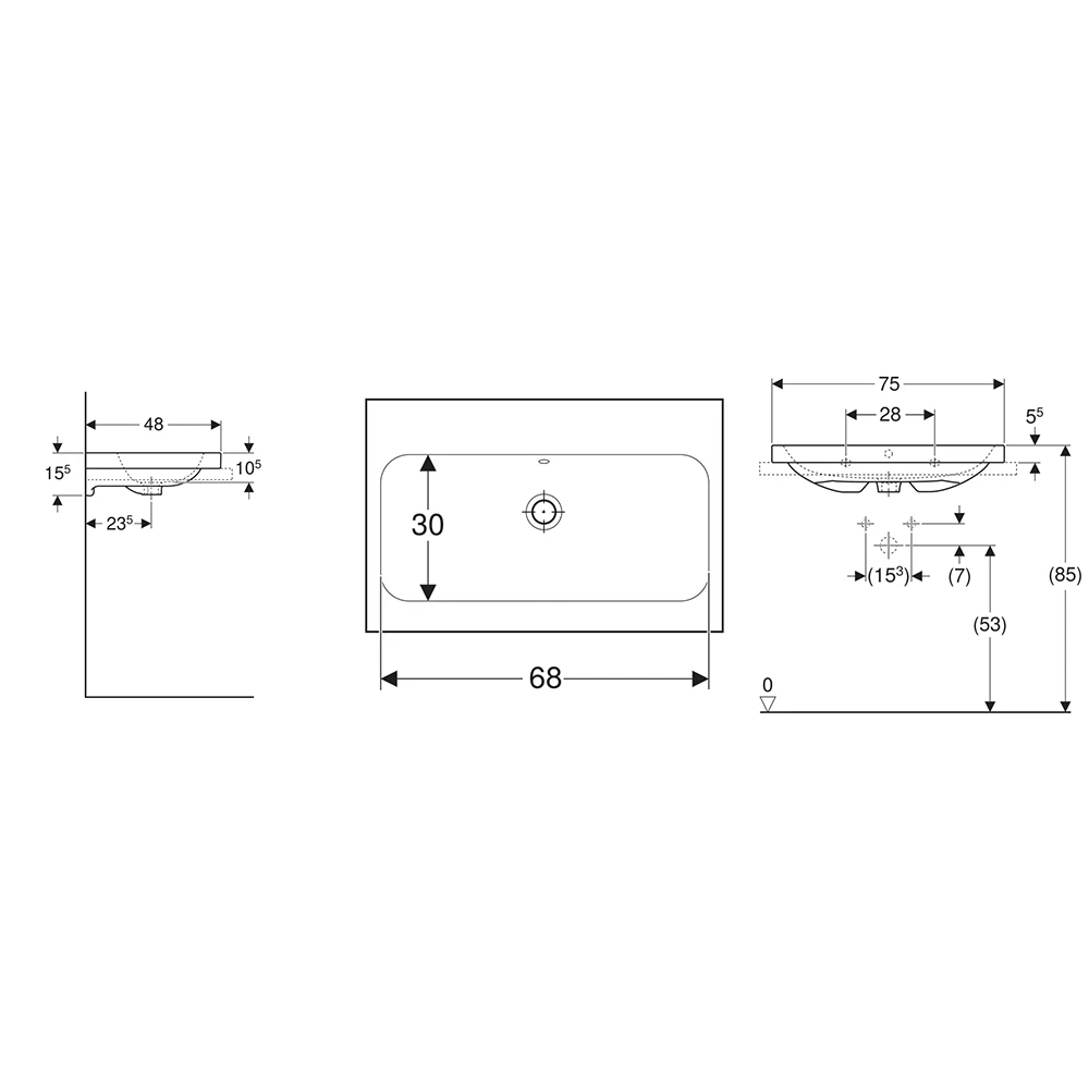 Geberit iCon Light 75x48 cm Çanak Lavabo 2