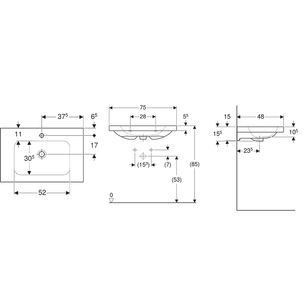 Geberit iCon Light 75x48 Cm Etajerli Lavabo - 501.839.00.5 2