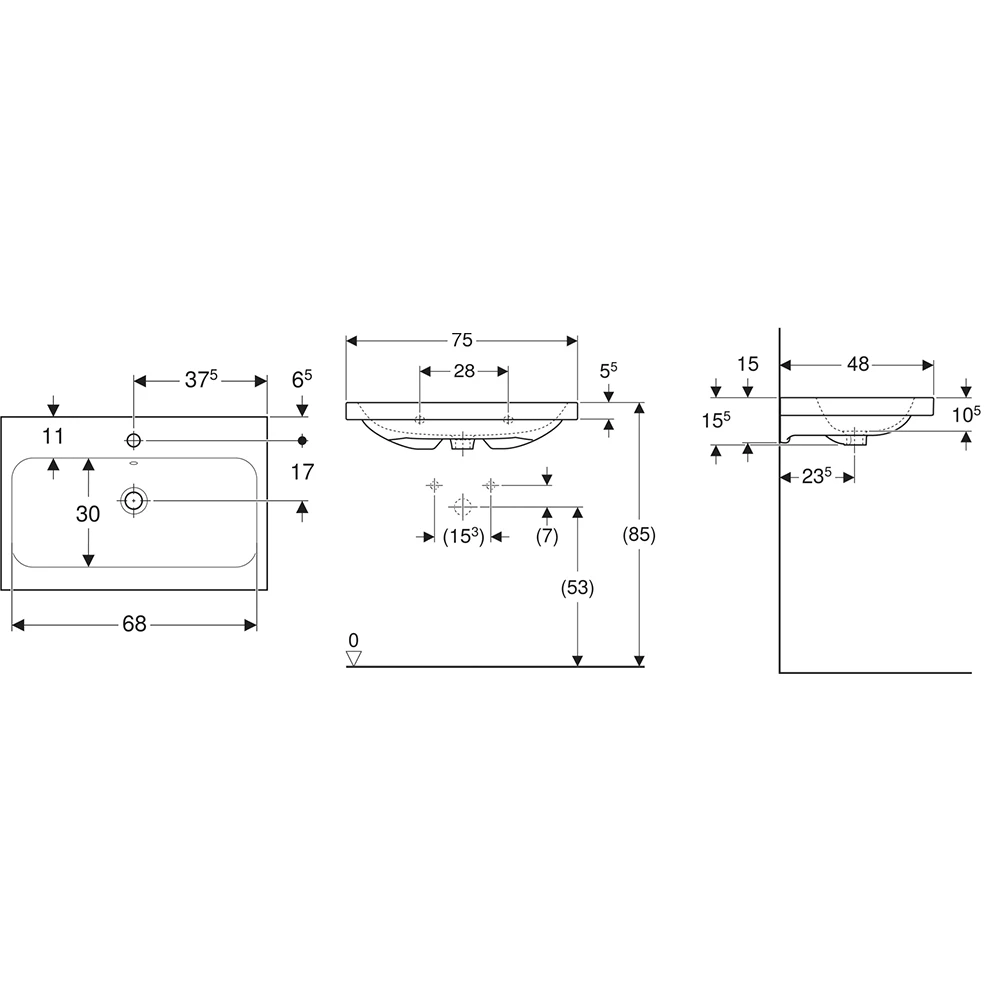 Geberit iCon Light 75x48 cm Lavabo 2