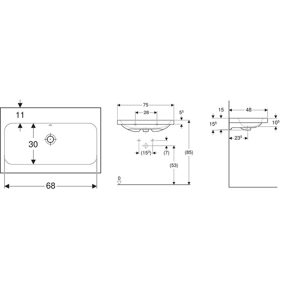 Geberit iCon Light 75x48 Cm Lavabo - 501.835.00.3 2