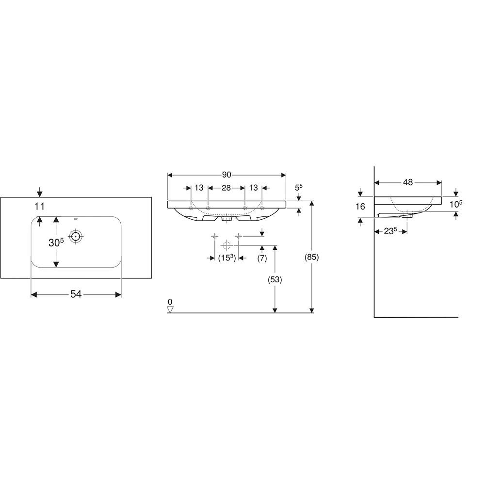 Geberit iCon Light 90 cm Etajerli Lavabo, Batarya Deliksiz 2