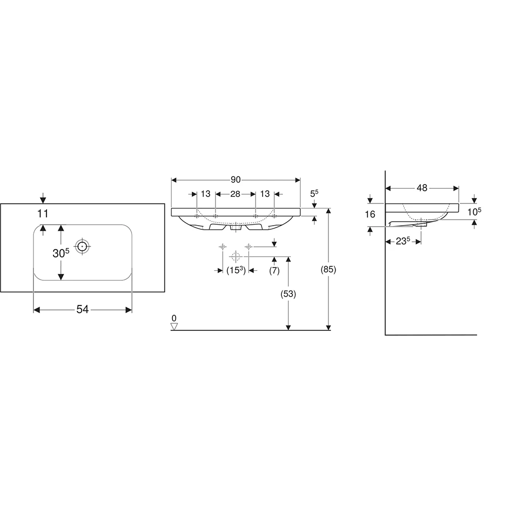 Geberit iCon Light 90x48 Cm Etajerli Lavabo - 501.840.00.7 2