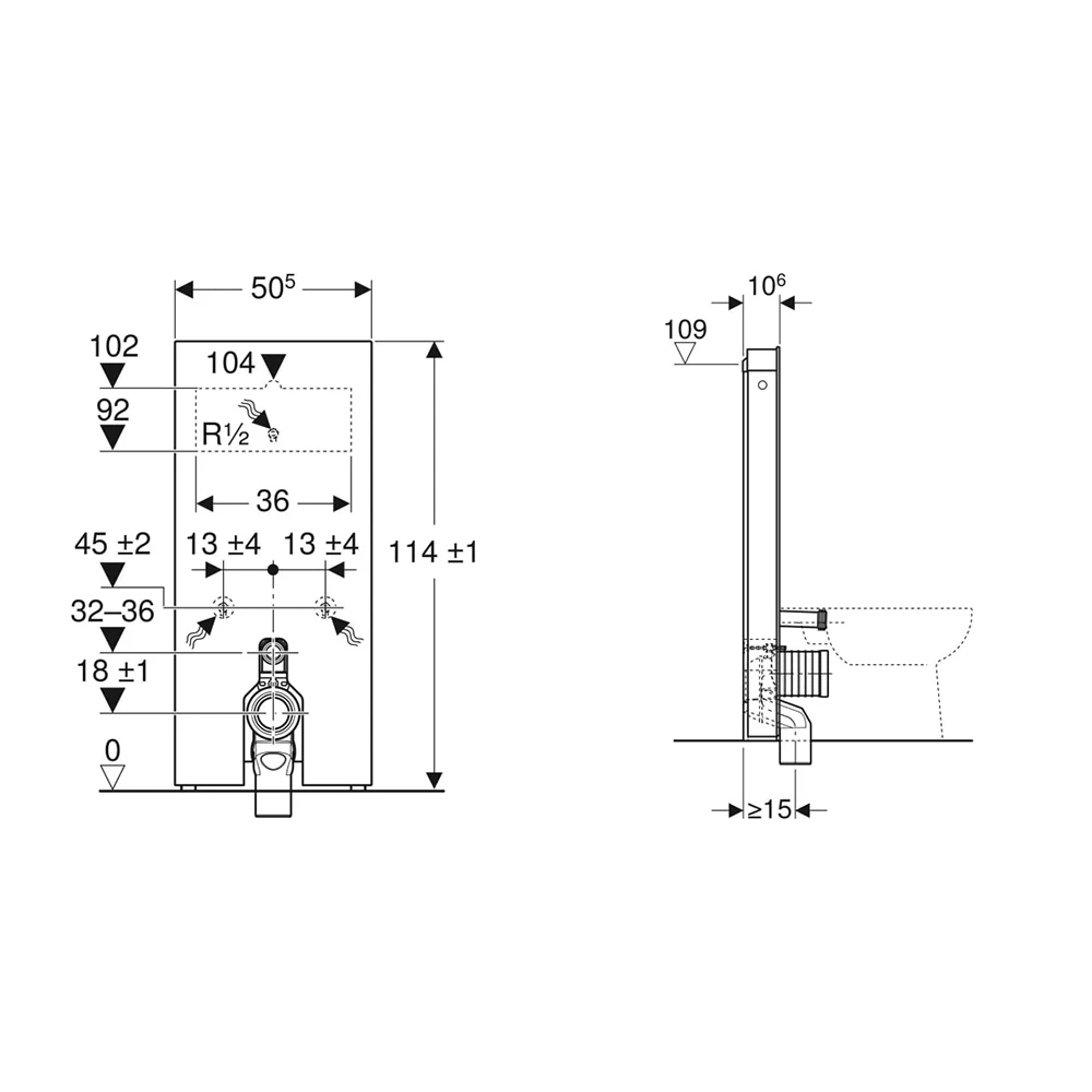 Geberit Monolith Kum Grisi Cam 114 cm Yere Oturan Klozet İçin Rezervuar 2