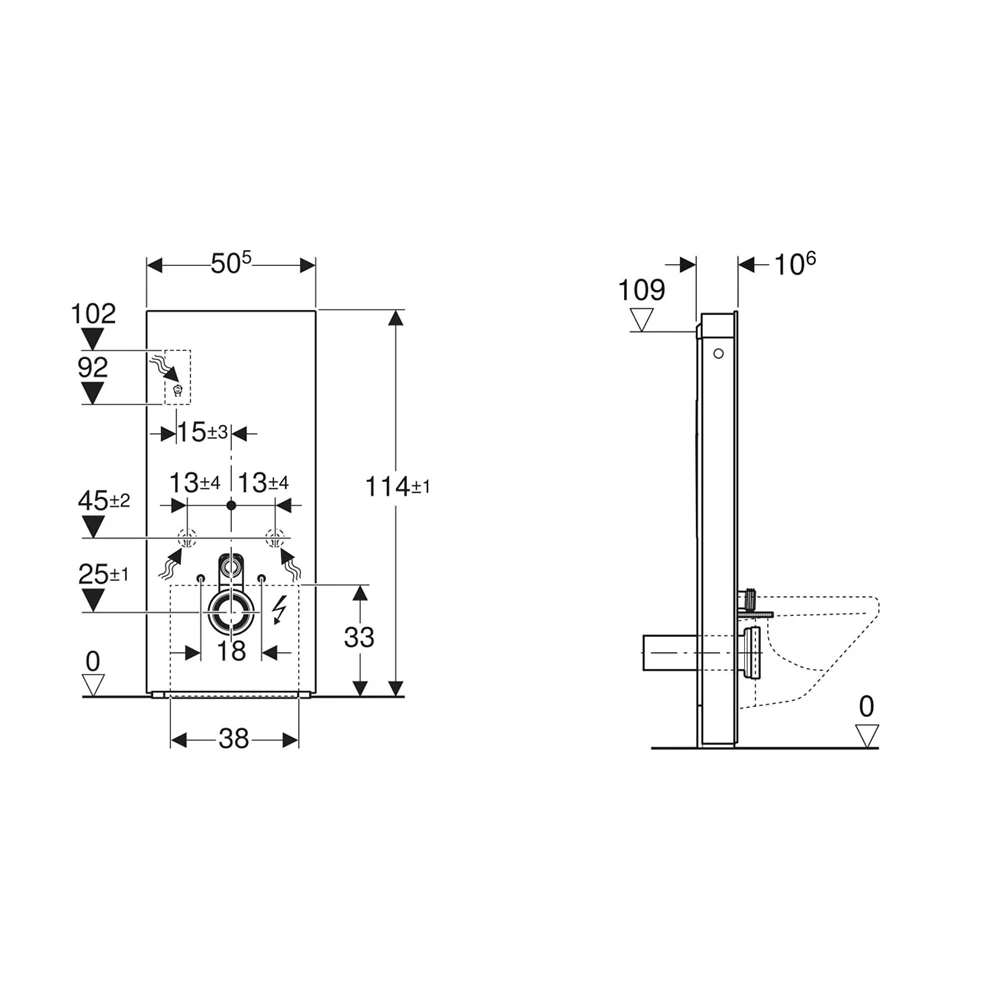 Geberit Monolith Plus 114 cm Antrasit Cam Asma Klozet İçin Rezervuar Modülü 2