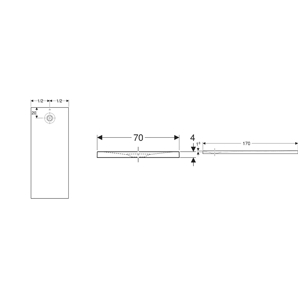 Geberit Olona 170x70 cm Mat Beyaz Dikdörtgen Duş Teknesi 3