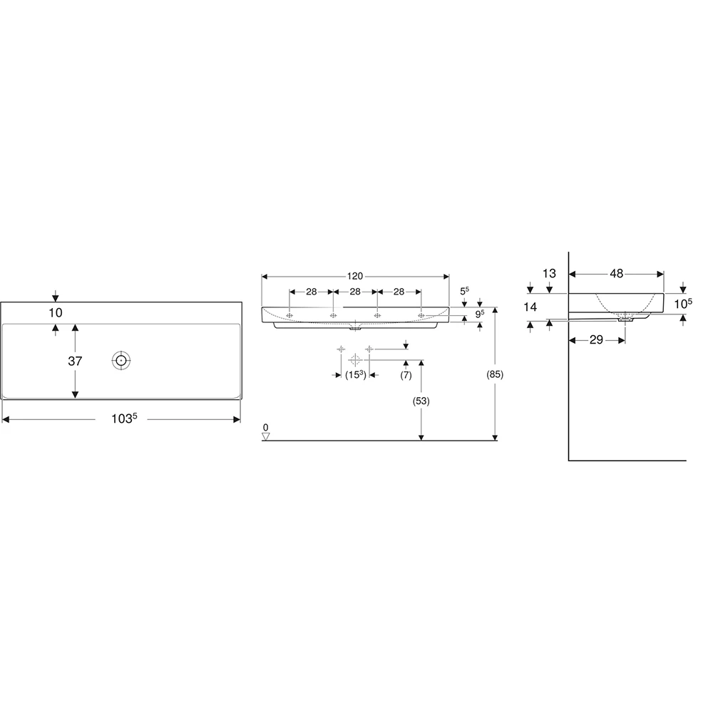 Geberit One 120x48 Cm Lavabo - 505.021.01.4 2
