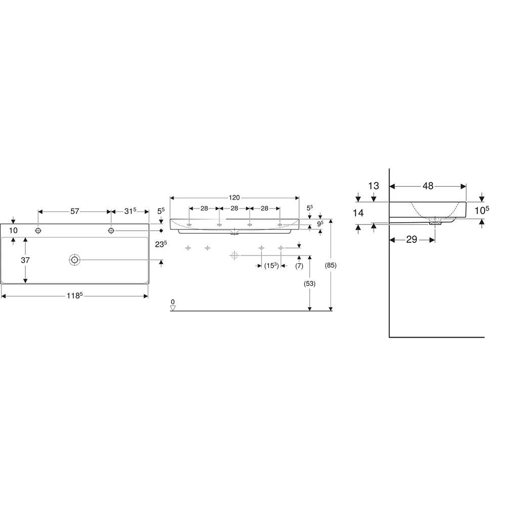 Geberit One 120x48 Cm Lavabo - 505.022.01.5 2