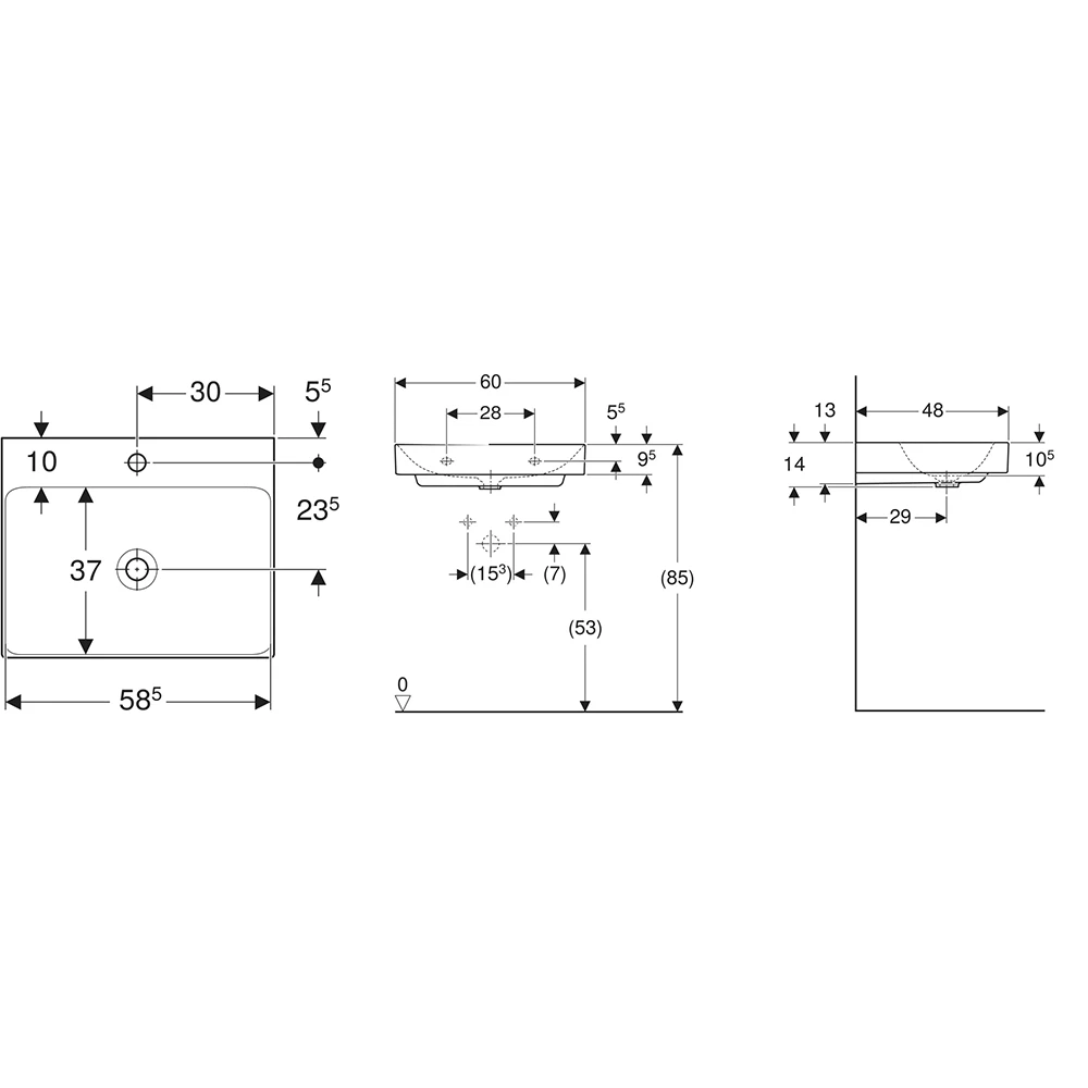 Geberit One 60x48 cm Lavabo 2