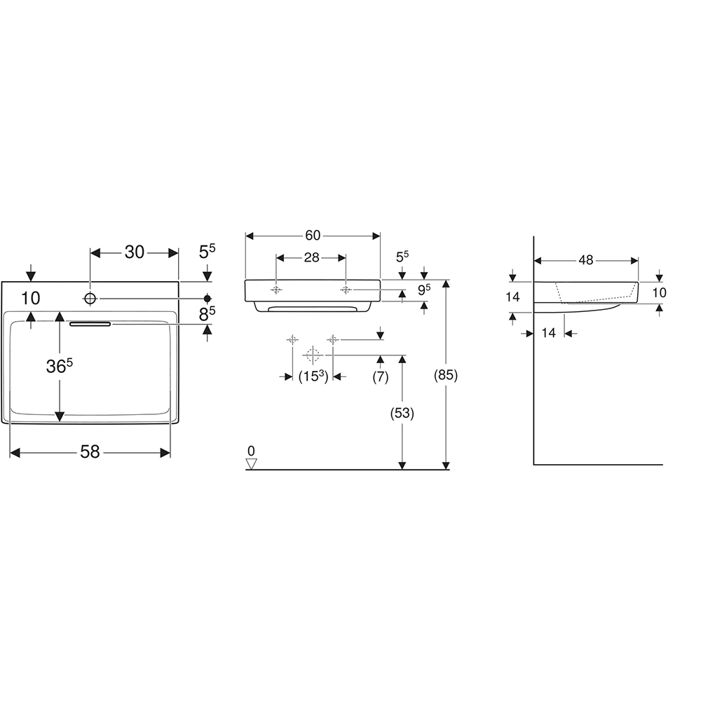 Geberit One 60x48 Cm Lavabo - 505.034.00.1 2