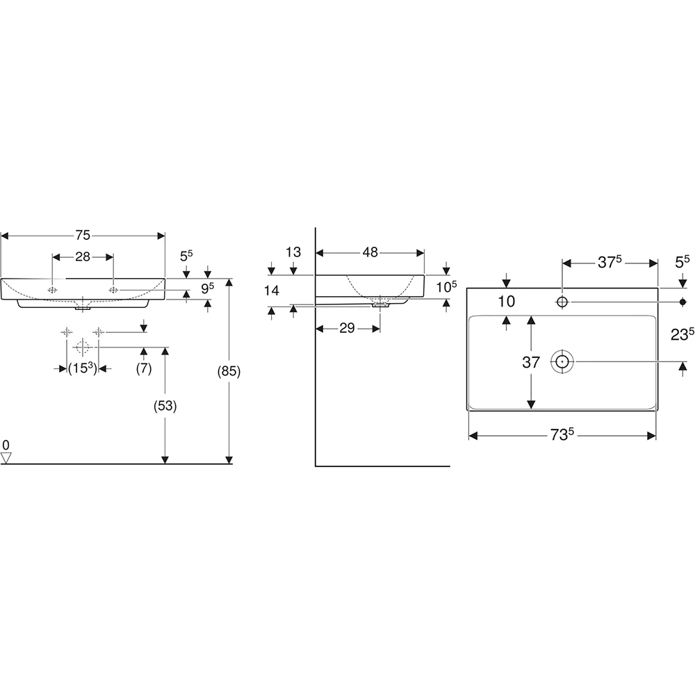 Geberit One 75x48 cm Lavabo 2