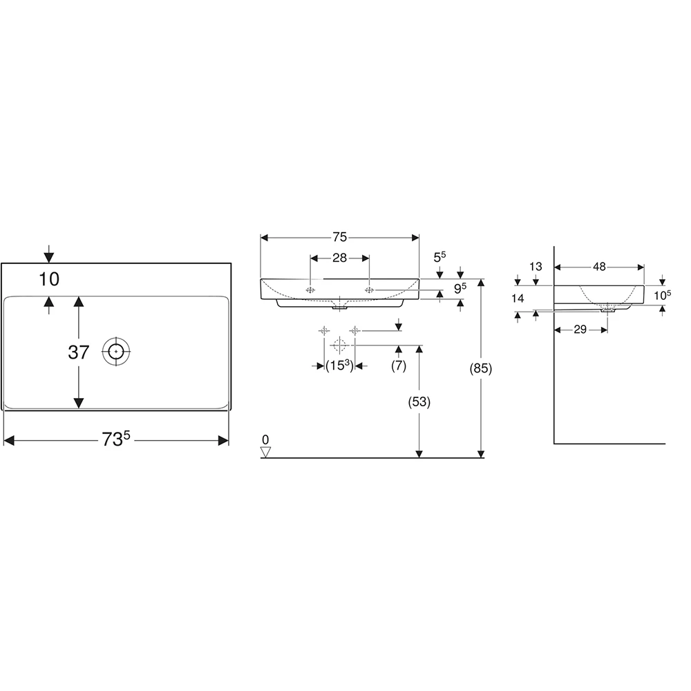 Geberit One 75x48 Cm Lavabo - 505.021.01.2 2