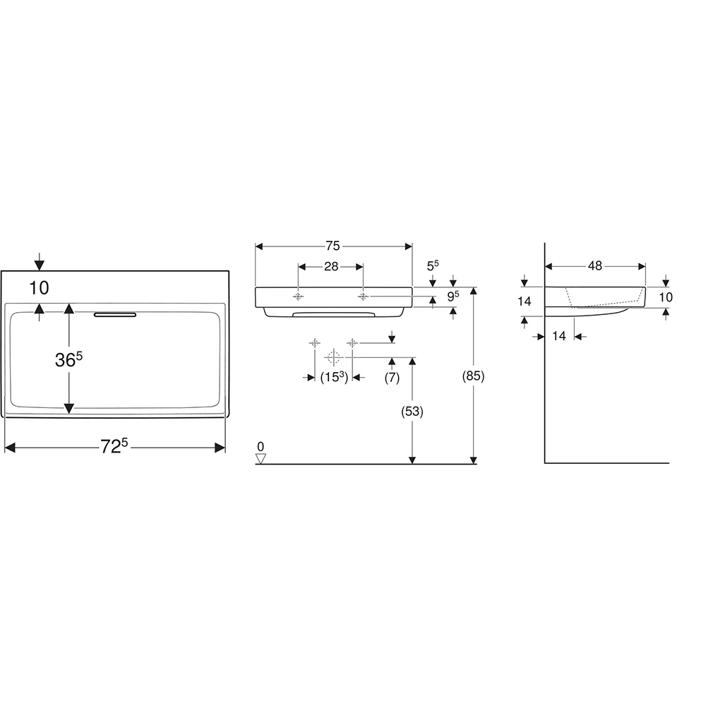 Geberit One 75x48 Cm Lavabo - 505.035.00.1 2