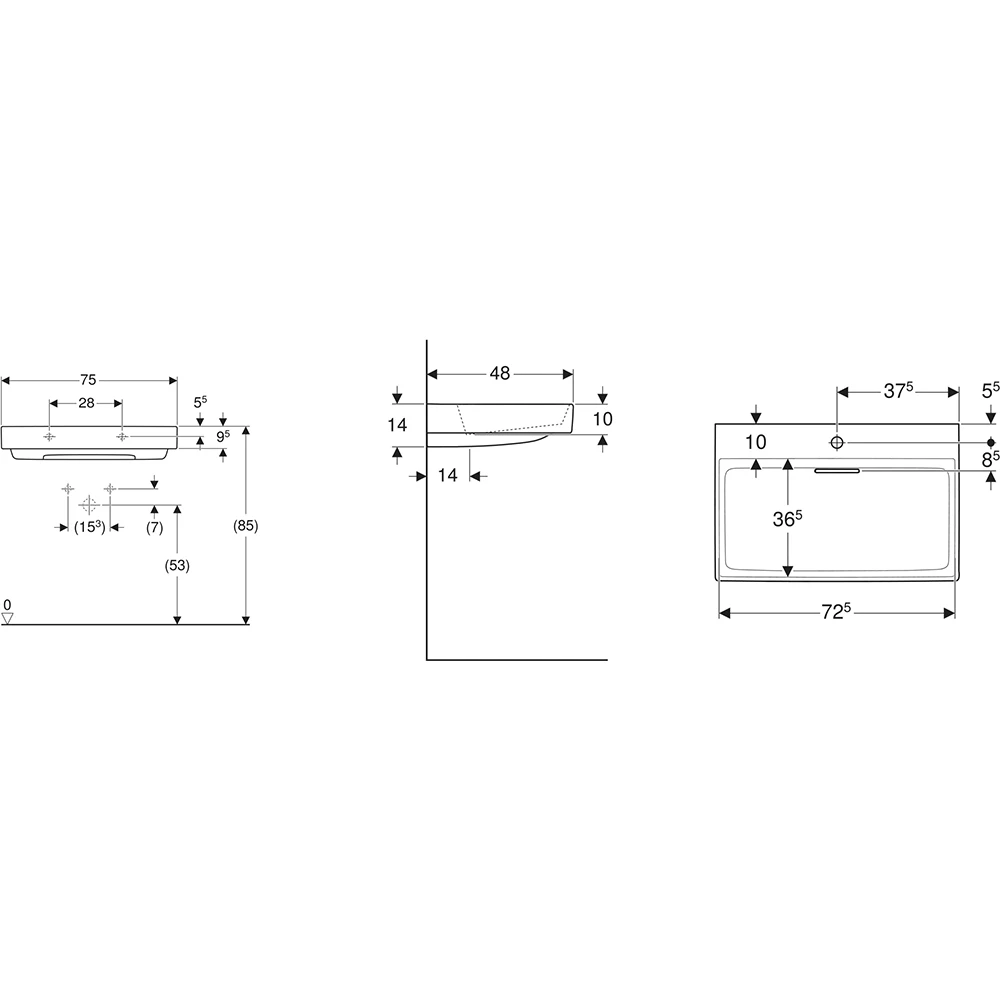 Geberit One 75x48 Cm Lavabo - 505.036.00.1 2