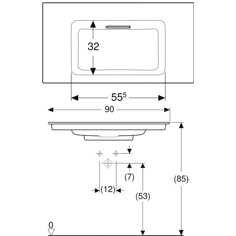 Geberit ONE CleanDrain 90 cm Etajerli Lavabo, Batarya Deliksiz 2