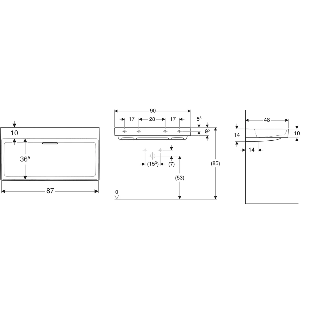 Geberit One 90x48 Cm Lavabo - 505.037.00.1 2