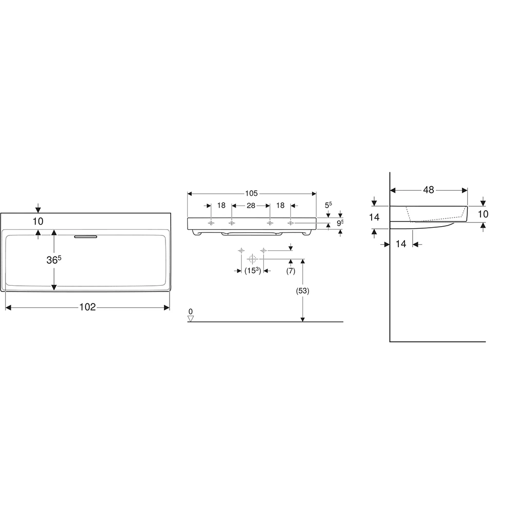 Geberit ONE CleanDrain 105x48 cm Lavabo 2