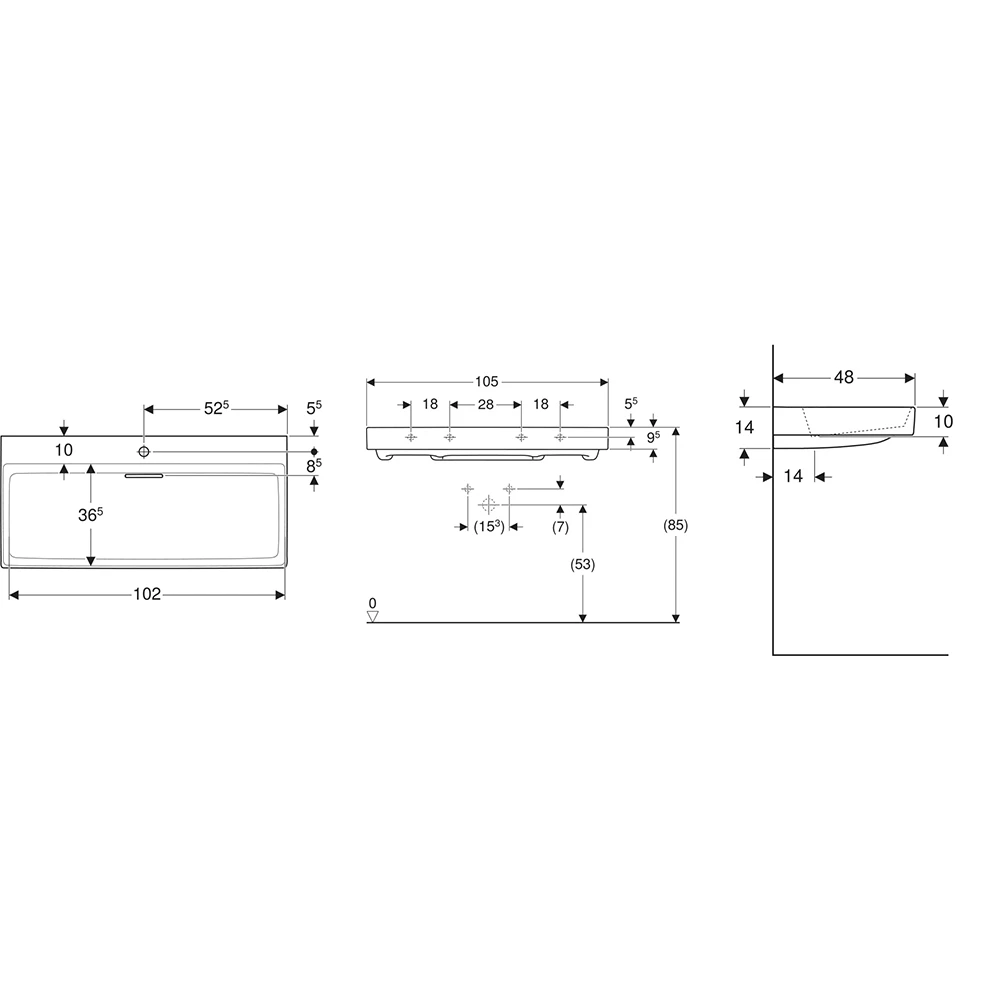 Geberit ONE CleanDrain 105x48 Cm Lavabo - 505.046.00.1 2