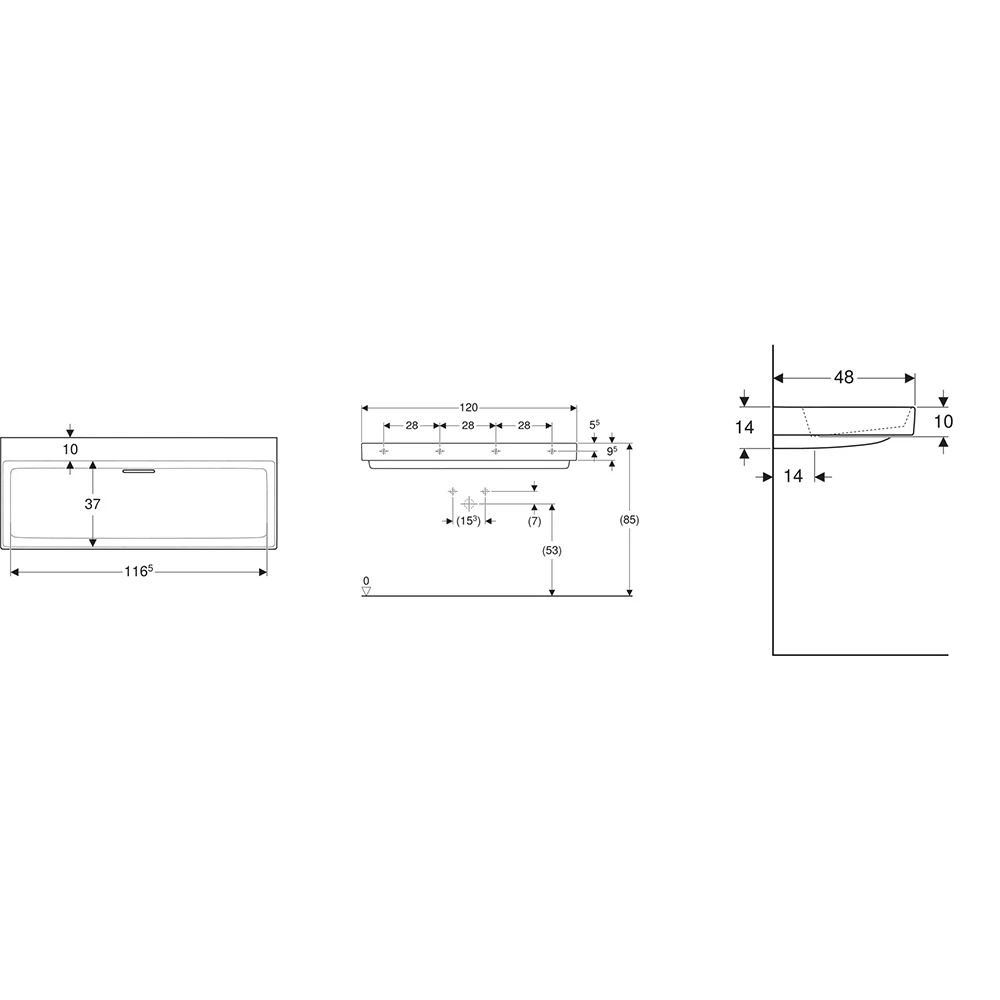 Geberit ONE CleanDrain 120x48 cm Lavabo 2