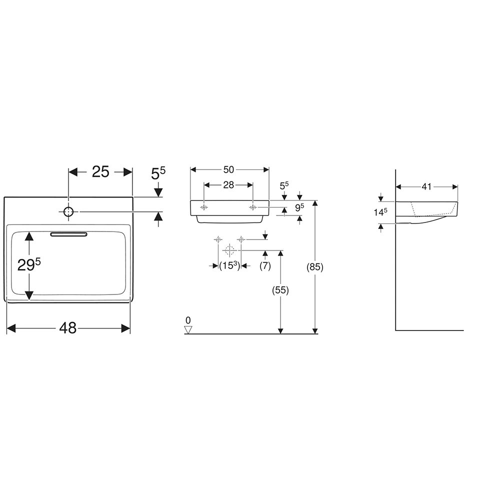 Geberit ONE CleanDrain 50x41 Cm Lavabo - 505.019.00.1 2