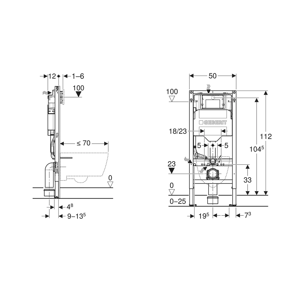 Geberit Sigma 12 Cm Asma Klozet İçin Gömme Rezervuar - 111.950.00.6 2