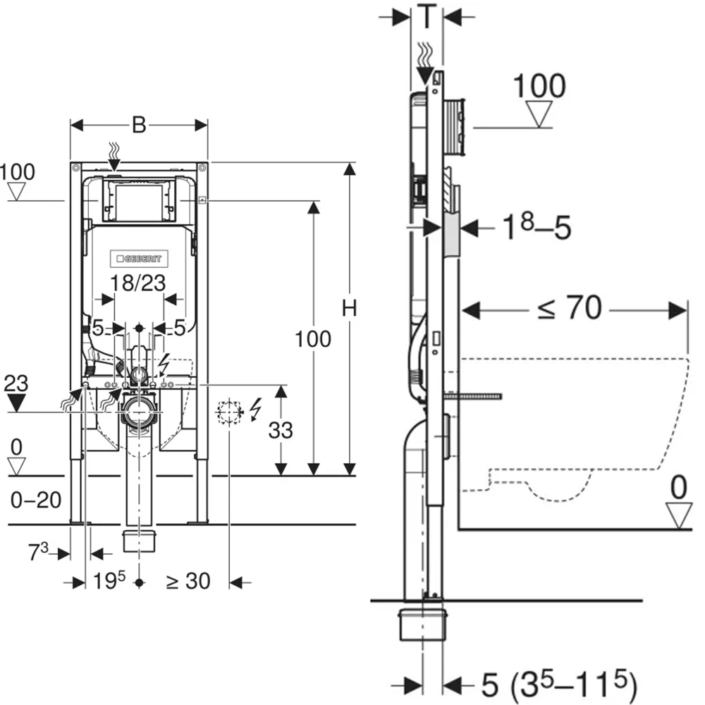 Geberit Sigma 8 Cm Duofix Duvar İçi Gömme Rezervuar Seti (Mat Krom Panel) 2
