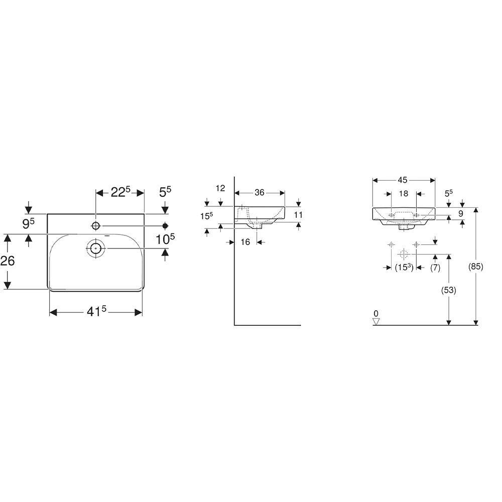 Geberit Smyle Square 45x36 cm Lavabo 2