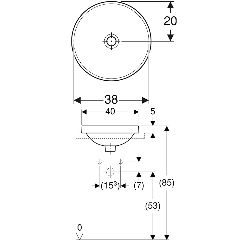 Geberit Variform 40 Cm Yuvarlak Çanak Lavabo - 500.702.01.2 2