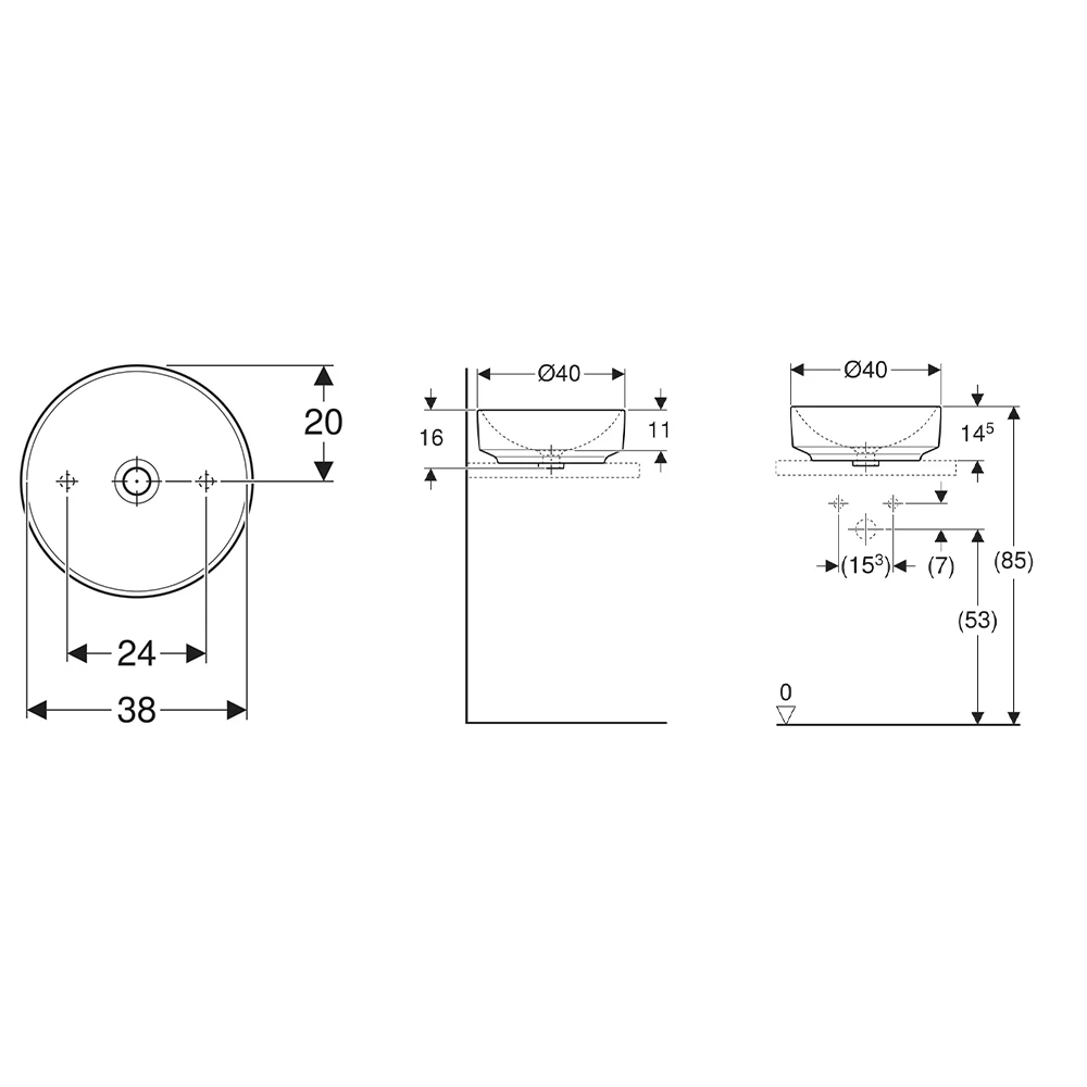 Geberit VariForm 40 cm Yuvarlak Çanak Lavabo 3