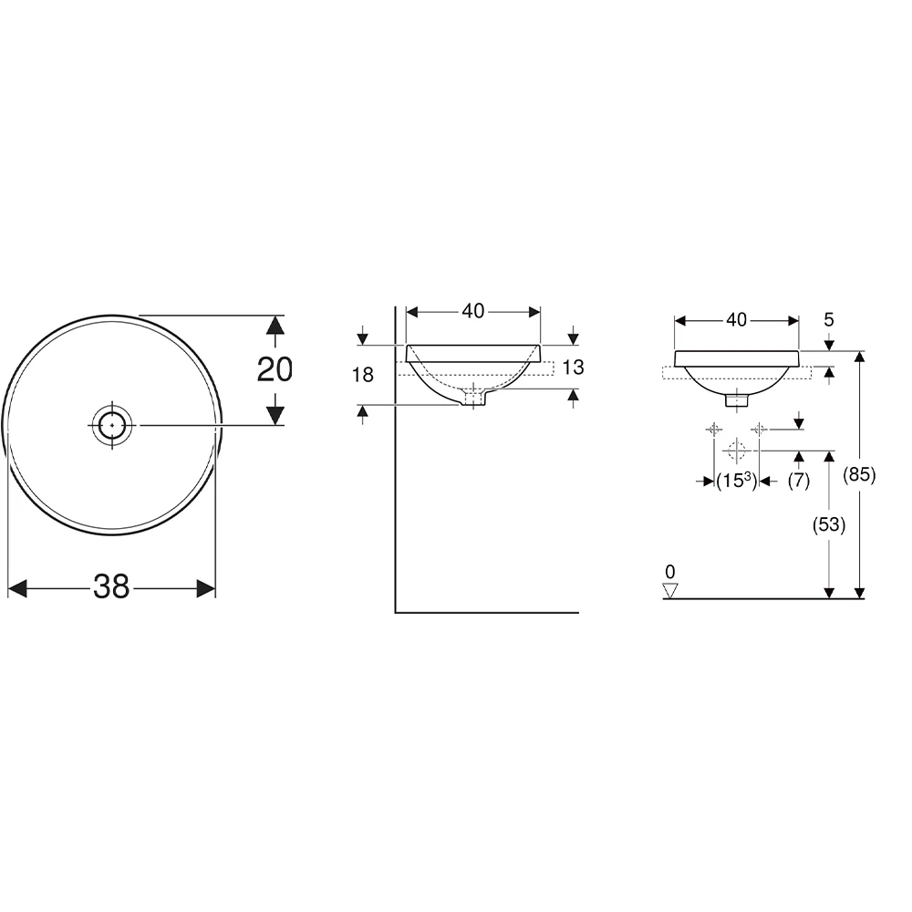 Geberit VariForm 40 cm Yuvarlak Tezgah Üstü Lavabo 2