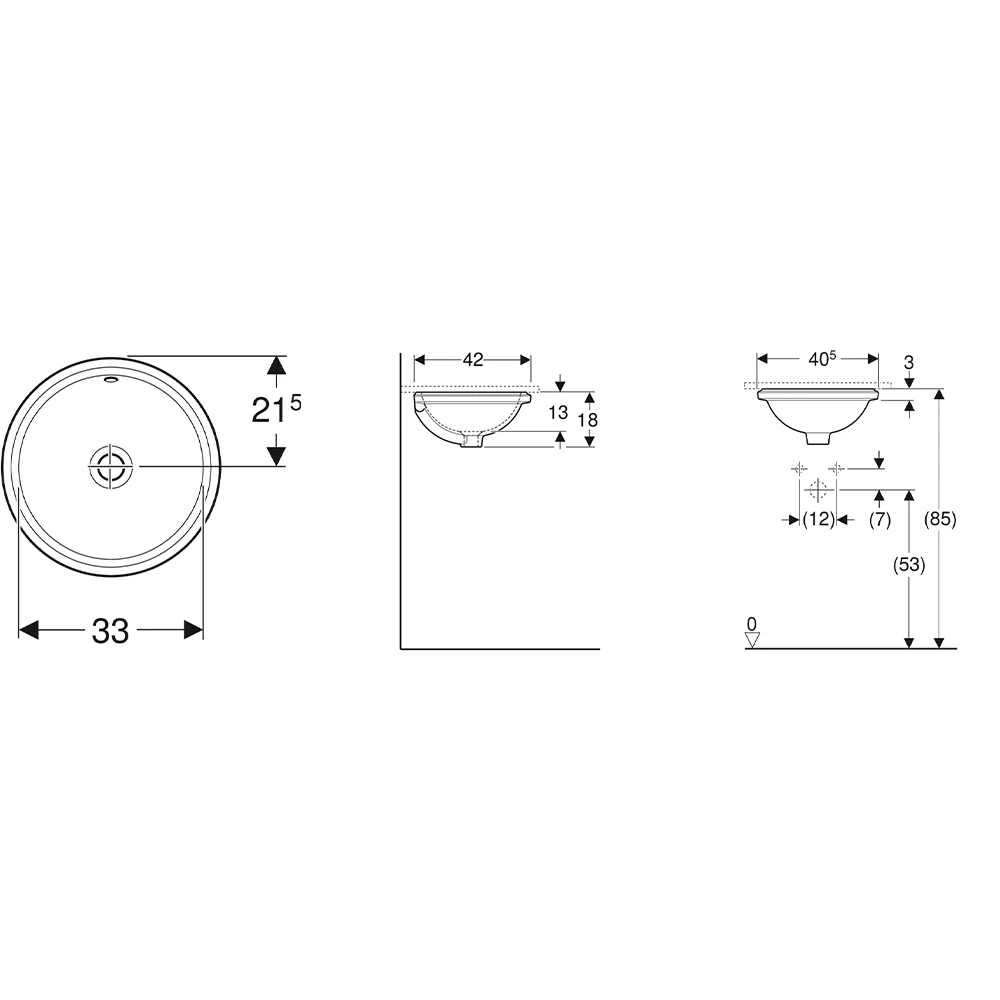 Geberit VariForm 42 cm Yuvarlak Tezgah Altı Lavabo 2