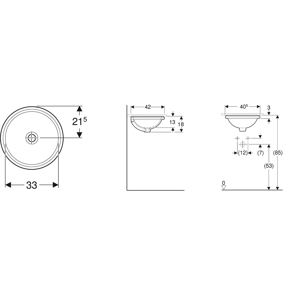Geberit VariForm 42 cm Yuvarlak Tezgahaltı Lavabo 2