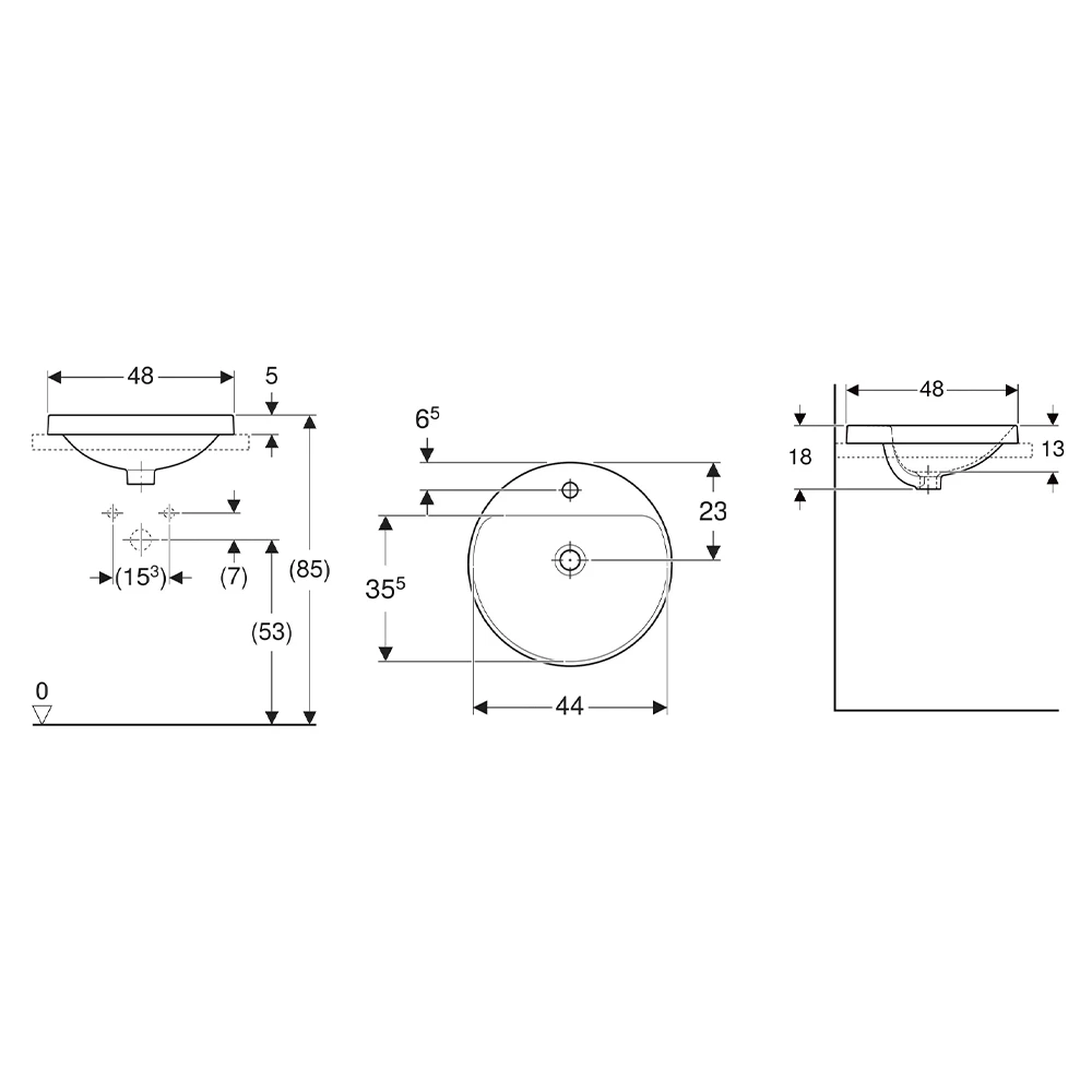 Geberit VariForm 48x48 Cm Oval Tezgah Üstü Lavabo - 500.706.01.2 2