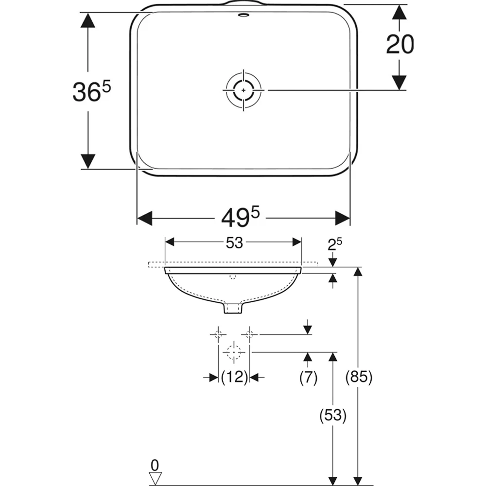 Geberit Variform 49x36 cm Tezgah Altı Lavabo 2